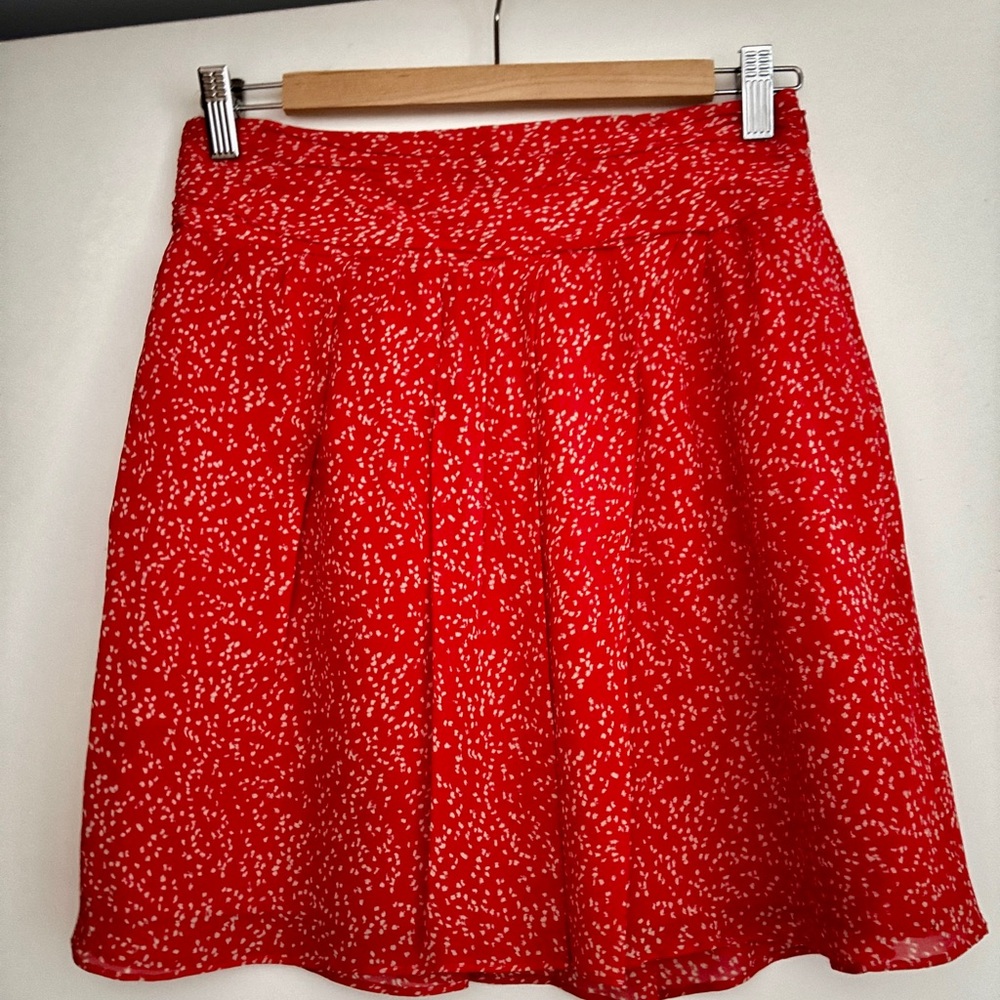 Club Monaco 100% Silk orange red Patterned Women's Skirt